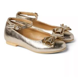 NWT JANIE AND JACK METALLIC BOW BALLET FLAT TODDLER GIRLS SIZE 6